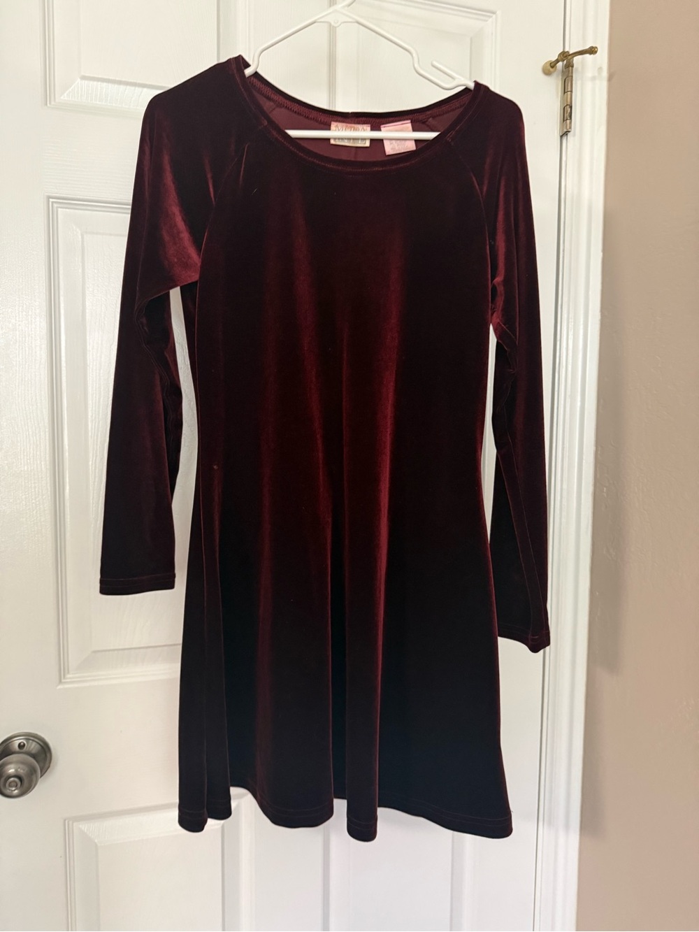 MODA Velvet Burgundy Long Sleeve Swing Dress